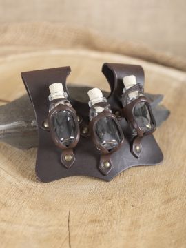 Drink holder with 3 bottles brown