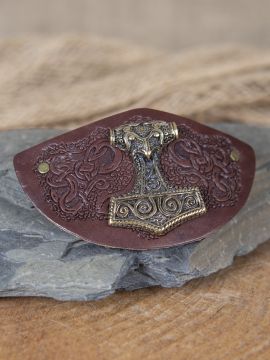 Leather hair clip with Thor's hammer