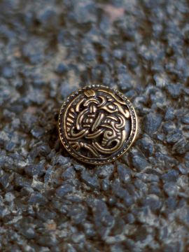 Viking button with brass griffin motif