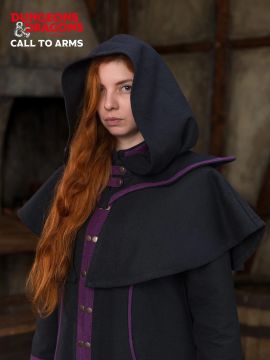 D&D Warlock hood with collar black-purple