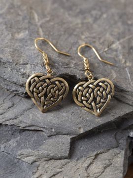 Earrings celtic heart bronze