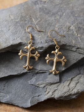 Earrings paw cross bronze