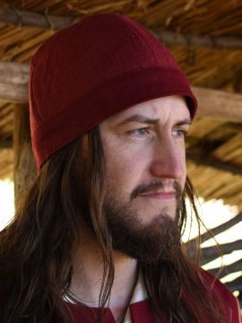 Birka cap with herringbone pattern wine red