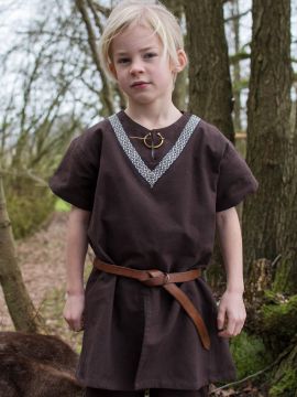 Children's tunic Ailrik short sleeve brown