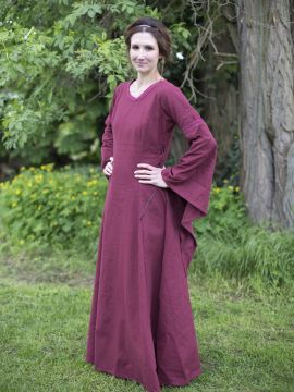 Lenora dress with trumpet sleeves red