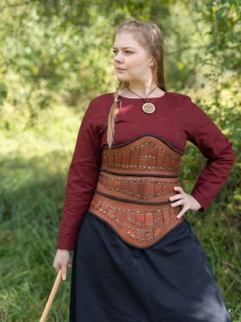 Leather bodice with brown armor plates