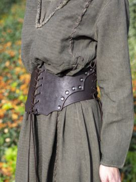 Wide leather bodice brown