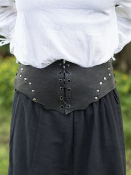 Wide leather bodice black