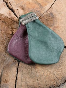 two-tone green and red coin purse