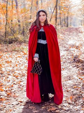 Velvet cape with hood red