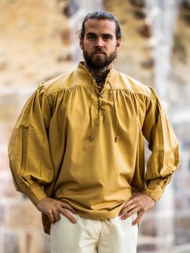 Medieval shirt made from thick honey brown fabric XXXL