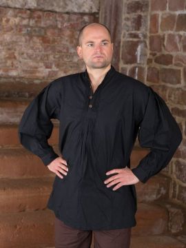 Pintuck shirt with black wooden buttons