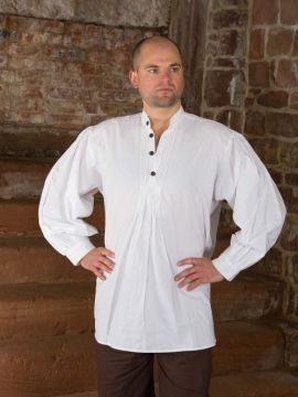 Tucked shirt with wooden buttons white XXL