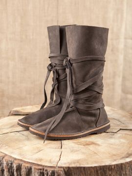 Boot ''Haithabu'' (open shaft - wrapping with leather straps) brown