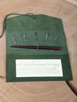 Calligraphy set in leather case