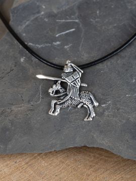 Knight jousting pendant, silver