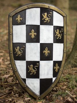 LARP shield with checkerboard pattern white-gold