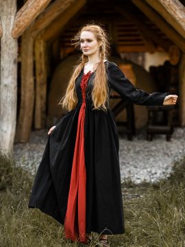 Medieval cotton dress black-red