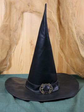 Black leather wizard hat