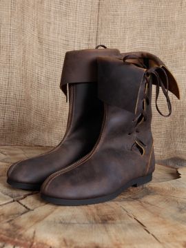 Brown nubuck leather top boots