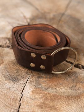 Sturdy ring belt made from brown leather