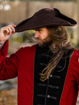 Brown wool felt tricorn hat