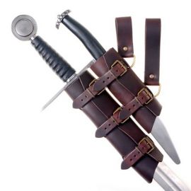 Brown leather double sword hanger