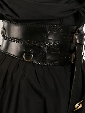 Wide leather belt black