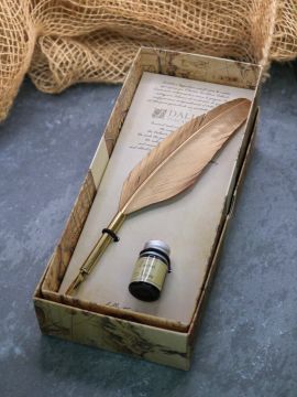 Calligraphy set with golden pen and ink