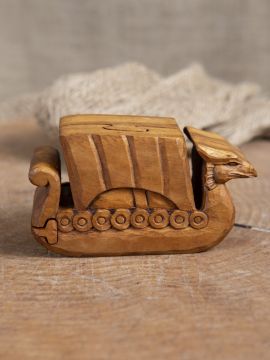 Wooden box Viking ship