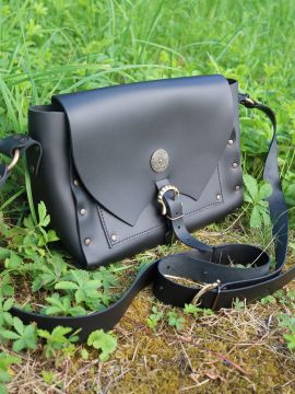 Black leather shoulder bag