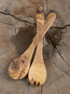 Olive wood salad servers