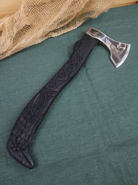 Viking axe with Odin's raven