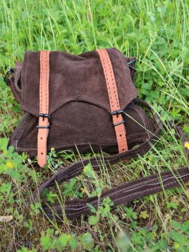 Brown suede shoulder bag