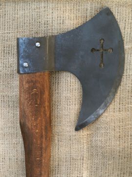 Burnished battle axe with cross