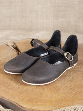 Medieval shoes Cecilie in brown nubuck leather