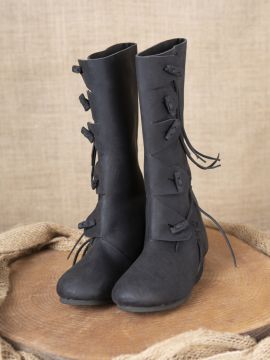 High Viking boots made from black nubuck leather