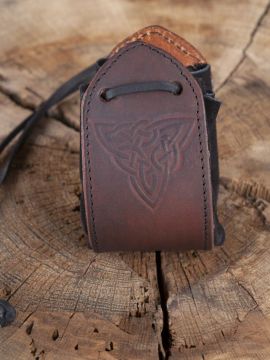 Leather pouch Celtic knot brown