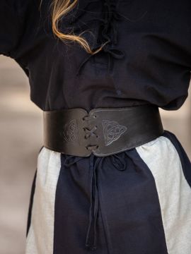 Alana corset belt with Celtic embossing black