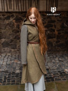 Wrap dress Myrana made of wool felt autumn green L/XL