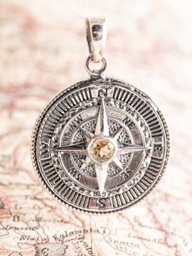 Compass pendant with citrine