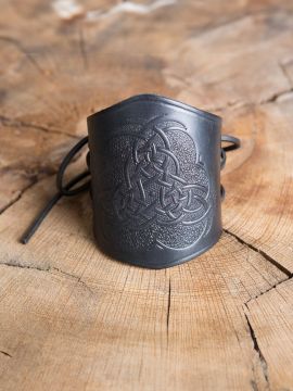 Arm cuff embossed Celtic knot black