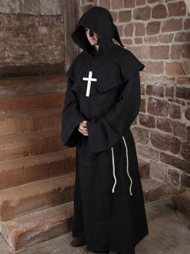 Monk's cowl (with hood and rope) black