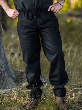 Wool medieval trousers black