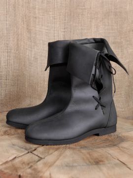 Nubuck leather top boots black