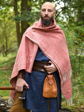 Herringbone wool rectangular coat red