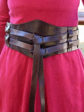 Wide double belt brown, unisex S