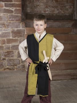 Children's tunic with tie belt yellow-black