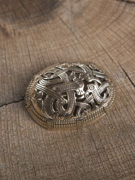 Large oval brooch with bronze dragon