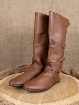 Medieval top boots brown with rubber sole